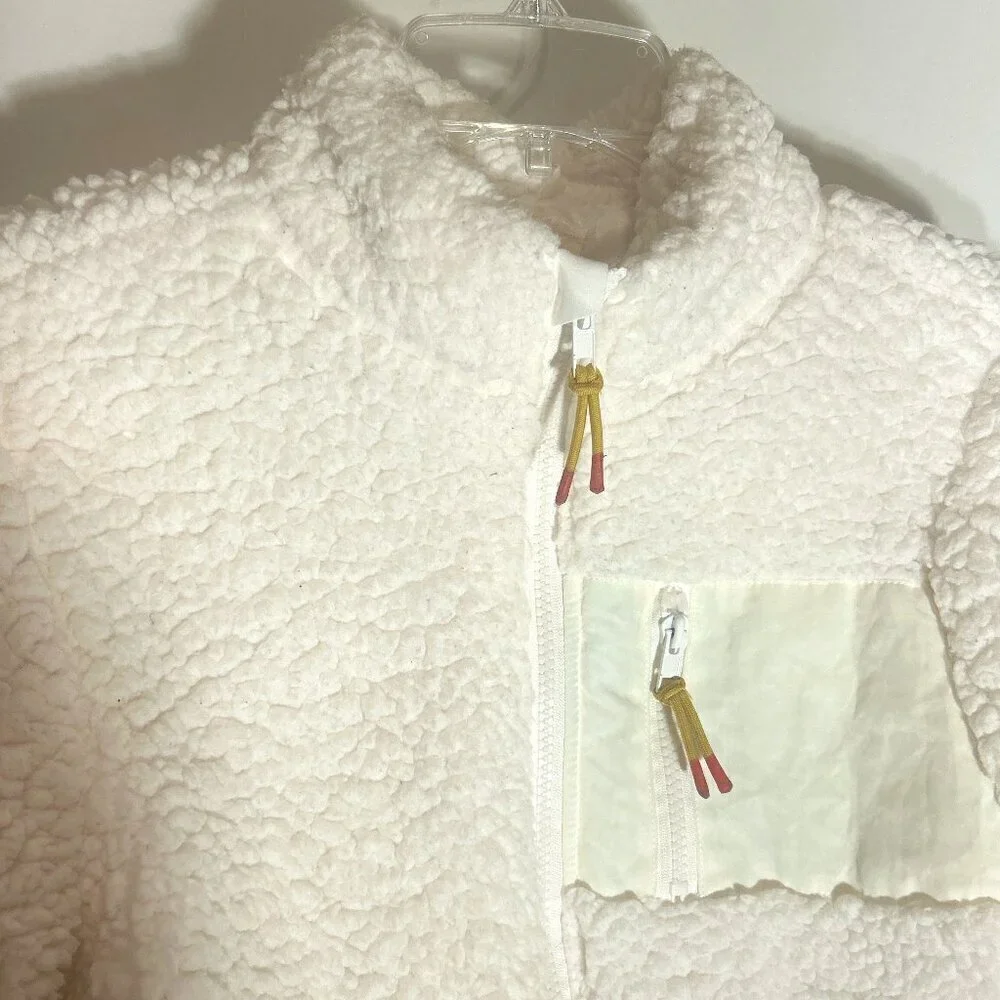 Birch & Stone SZ12 Girls Ivory Sherpa Parka Jacket Y2K Comfy Outdoor Layering Pi